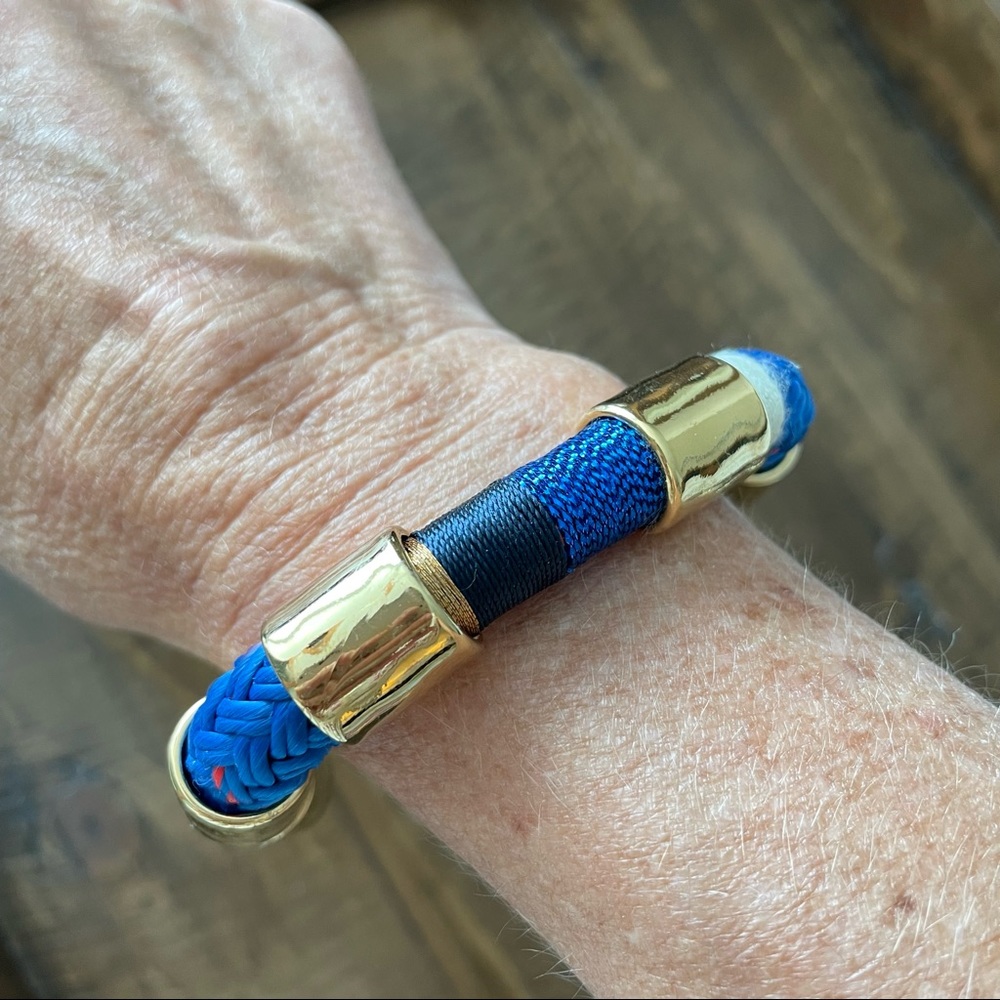 J Crew Braided Rope Bracelet Blue Gold